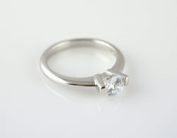 925 Sterling Silver CZ Solitare Engagement Ring - Size R - Fox Jewellery