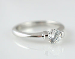925 Sterling Silver CZ Solitare Engagement Ring - Size R - Fox Jewellery