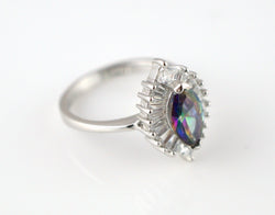 925 Sterling Silver Mystic Topaz & White CZ Cluster Ring - Fox Jewellery