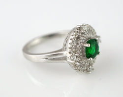 925 Sterling Silver Green & White CZ Cluster Ring - Fox Jewellery