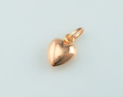 9ct Rose Gold Heart Charm - Pendant - Fox Jewellery