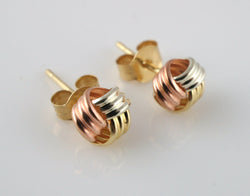 9ct Gold Multi-Tone Gold Knot Stud Earrings - Fox Jewellery