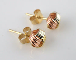 9ct Gold Multi-Tone Gold Knot Stud Earrings - Fox Jewellery