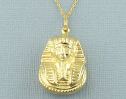 9ct Yellow Gold Egyptian Tutankhamun Pendant Necklace - Fox Jewellery