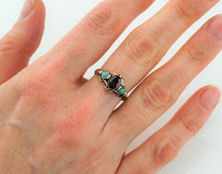 Antique Late Georgian Gold Ring Set with Garnet & Turquoise - Fox Jewellery