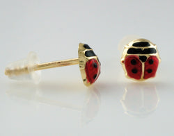 9ct Gold Enamel Ladybird Kids Stud Earrings - Fox Jewellery