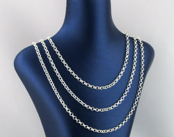 Men's 925 Solid Sterling Silver Round Belcher Rolo Chain Ladies Necklace 4.5mm - Fox Jewellery