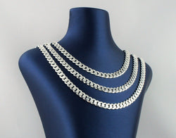 Heavy 925 Solid Sterling Silver Diamond Cut Curb Chain Necklace 7.5mm - Fox Jewellery