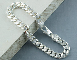 Mens Heavy 925 Sterling Silver 7.5mm Curb Chain Bracelet 8.5 Inch - Fox Jewellery