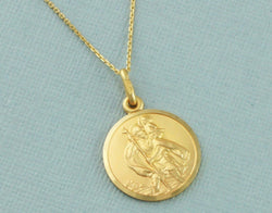 9ct Gold St Christopher Pendant Necklace - Fox Jewellery
