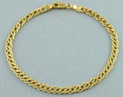 9ct Gold Diamond Cut Double Curb Bracelet 7.5 Inch - Fox Jewellery