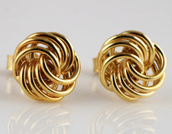 9ct Yellow Gold Fancy Knot Stud Earrings - Fox Jewellery