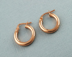 9ct Rose Gold Round Tube Hoop Earrings - Fox Jewellery
