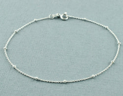 925 Sterling Silver Balls and Trace Chain Bracelet 7" - Fox Jewellery