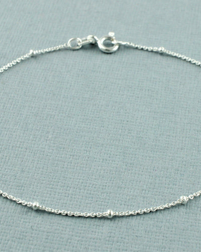 925 Sterling Silver Balls and Trace Chain Bracelet 7" - Fox Jewellery