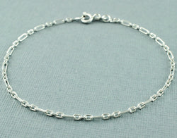 Dainty 925 Sterling Silver Diamond Cut Figaro Belcher Bracelet 7.5" - Fox Jewellery