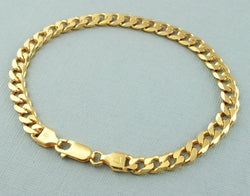 9ct Yellow Gold On Solid Sterling Silver Curb Chain Bracelet 8.5" - Fox Jewellery