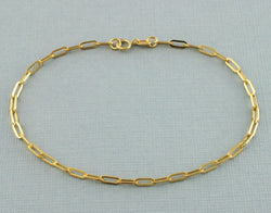 9ct Yellow Gold Paperclip Chain Bracelet 19cm / 7.5 inch - Fox Jewellery