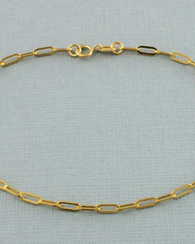 9ct Yellow Gold Paperclip Chain Bracelet 19cm / 7.5 inch - Fox Jewellery