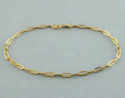 9ct Yellow Gold Paperclip Chain Bracelet 19cm / 7.5 inch - Fox Jewellery