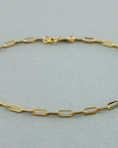 9ct Yellow Gold Paperclip Chain Bracelet 19cm / 7.5 inch - Fox Jewellery
