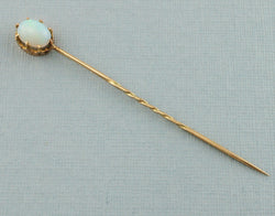 Antique Yellow Gold Natural Opal Stick Pin - Tie Pin - Fox Jewellery