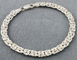 925 Sterling Silver Flat Byzantine Bracelet 7.5" - Fox Jewellery
