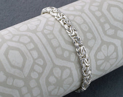 925 Sterling Silver Flat Byzantine Bracelet 7.5" - Fox Jewellery