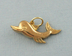 Vintage 9ct Yellow Gold Dolphin Pendant - Charm - 1972 - Fox Jewellery