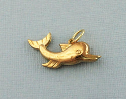 Vintage 9ct Yellow Gold Dolphin Pendant - Charm - 1972 - Fox Jewellery
