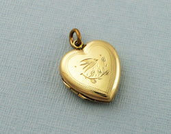 Fine Vintage 9ct Gold Back & Front Engraved Heart Locket Pendant - Fox Jewellery
