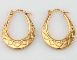 9ct Yellow Gold Oval Creole Hoop Earrings - Fox Jewellery