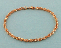 9ct Rose Gold Diamond Cut Prince Of Wales Bracelet 7.5 Inch - Fox Jewellery