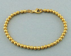 9ct Gold on Sterling Silver 4mm Bead Ball Chain Bracelet - Fox Jewellery