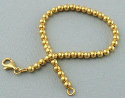9ct Gold on Sterling Silver 4mm Bead Ball Chain Bracelet - Fox Jewellery