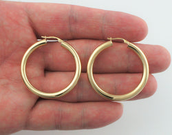 9ct Yellow Gold Large Round Tube Hoop Earrings 40mm - Fox Jewellery