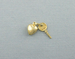 9ct Gold Key And Heart Pendant - Charm - Fox Jewellery