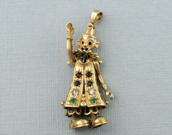 Vintage 9ct Yellow Gold Articulated Clown Pendant 5.5gr - Fox Jewellery