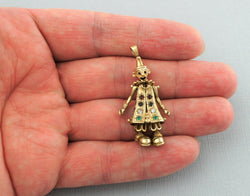 Vintage 9ct Yellow Gold Articulated Clown Pendant 5.5gr - Fox Jewellery