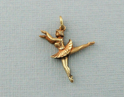 Vintage 9ct Yellow Gold Dancing Ballerina Charm - Pendant - Fox Jewellery