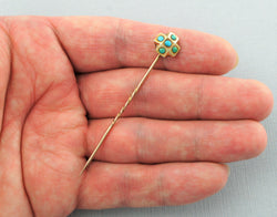 Antique Victorian Yellow Gold Turquoise Stick Pin - Fox Jewellery