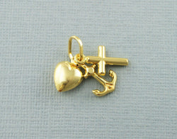 9ct Gold Faith, Hope & Charity  Pendant - Charm - Fox Jewellery