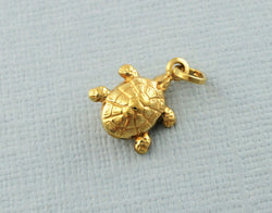 9ct Yellow Gold Turtle Charm - Pendant - Fox Jewellery