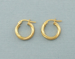9ct Yellow Gold Twisted Hoop Earrings - Fox Jewellery