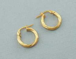 9ct Yellow Gold Twisted Hoop Earrings - Fox Jewellery