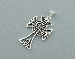 925 Sterling Silver Celtic Cross Pendant Necklace - Fox Jewellery