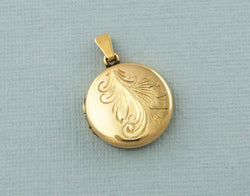 Fine Vintage 9ct Gold Back & Front Engraved Round Locket Pendant - Fox Jewellery