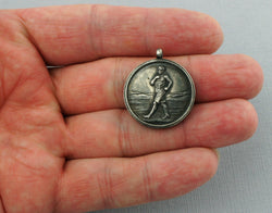 Antique Victorian Sterling Silver Albert Watch Fob Medal - Birmingham 1907 - Fox Jewellery