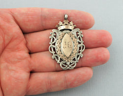 Fine Antique Sterling Silver & Gold Albert Watch Fob Medal - Birmingham 1924 - Fox Jewellery
