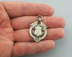 Antique Sterling Silver Albert Watch Fob Medal - Birmingham 1908 - Fox Jewellery